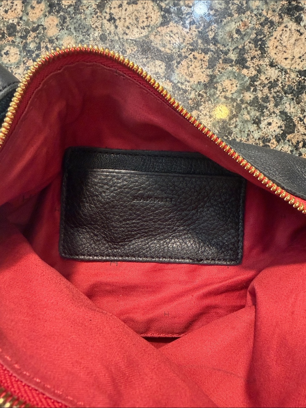 Hammitt Kyle Black Leather Crossbody with Gold Studs and Red Zip - Picture 7 of 12